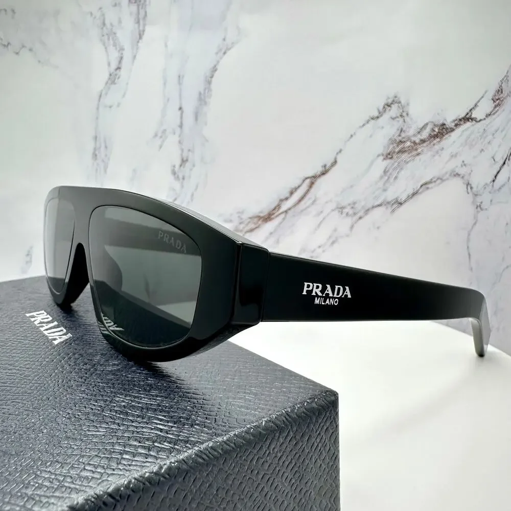 New PRADA Sunglasses Black Gray Lens 57-13-140 Authentic Prada